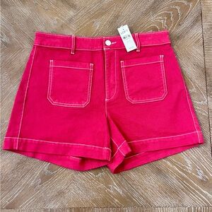 LOFT The Palmer Red Denim Jean Shorts Size 4/27